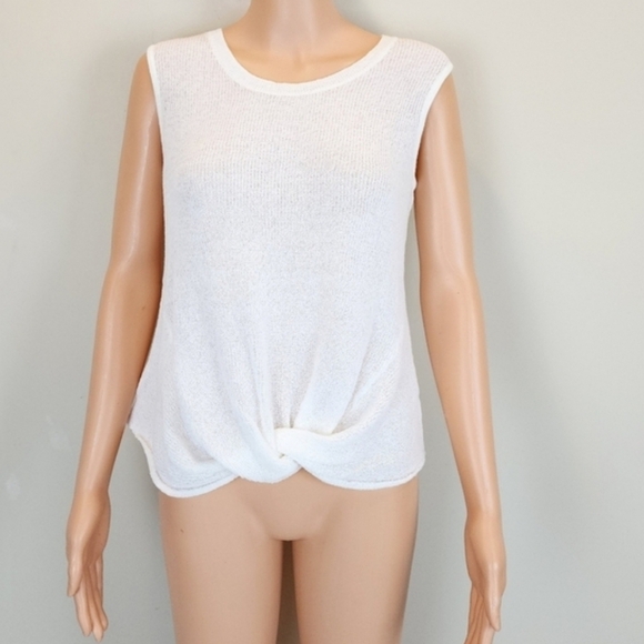 Splendid White Knit Twist Hem Sleeveless Top - Picture 8 of 9